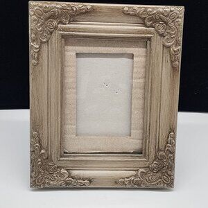 Ornate Baroque-Style Picture Frame With Floral Details8x10 Silver Gray Wash